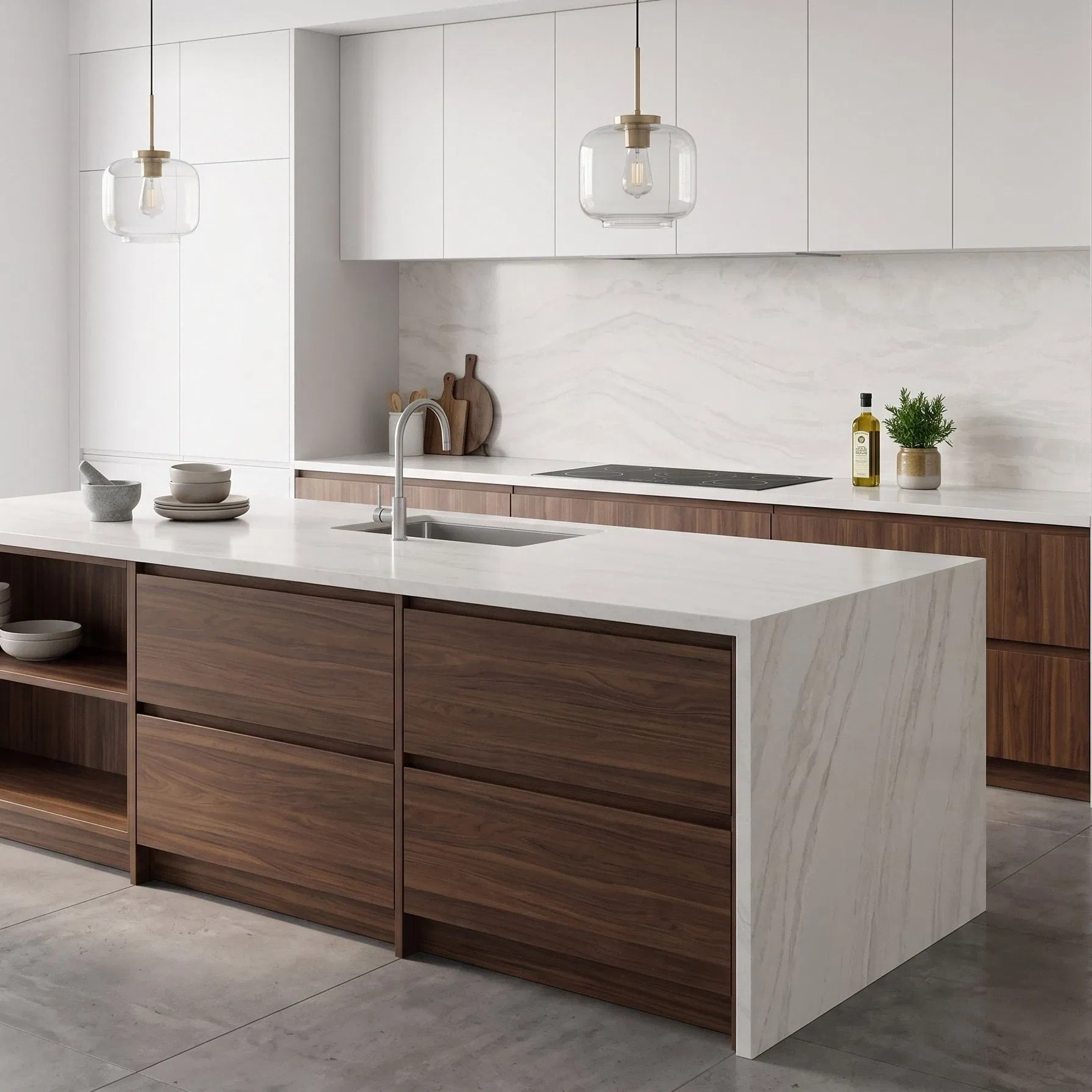 Beige Marble Look Artificial Quartz Slab for Countertops