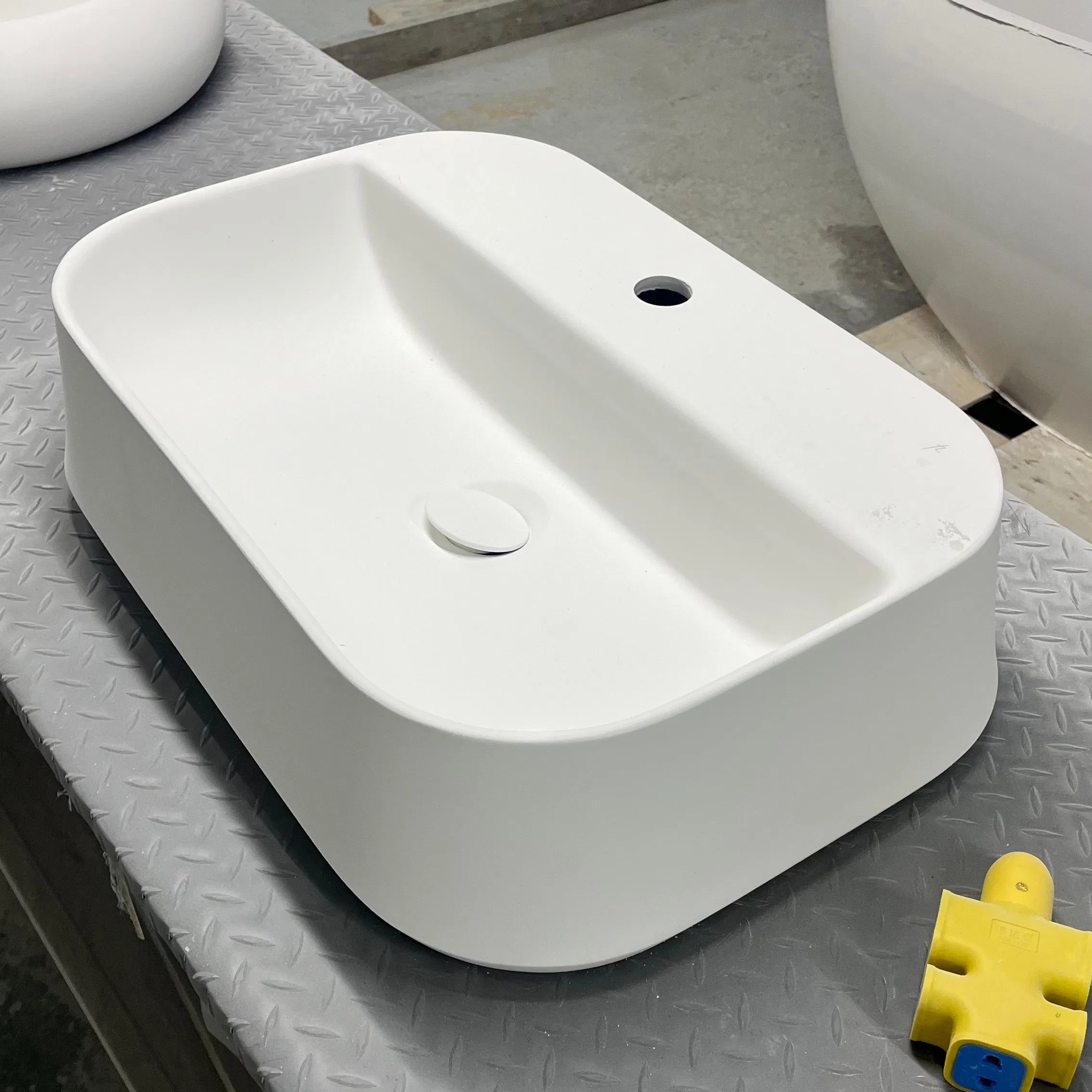 White Artificial Stone Solid Surface Above Counter Wash Basin