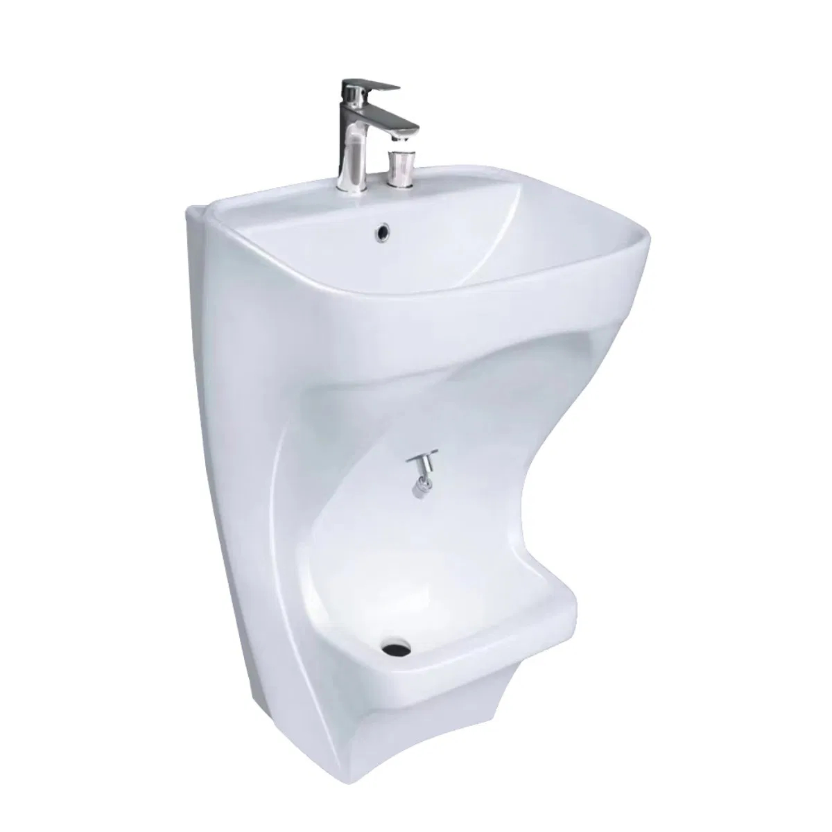 Black Floor-Mounted 2-in-1 Wudu Wash Basin and Foot Washer