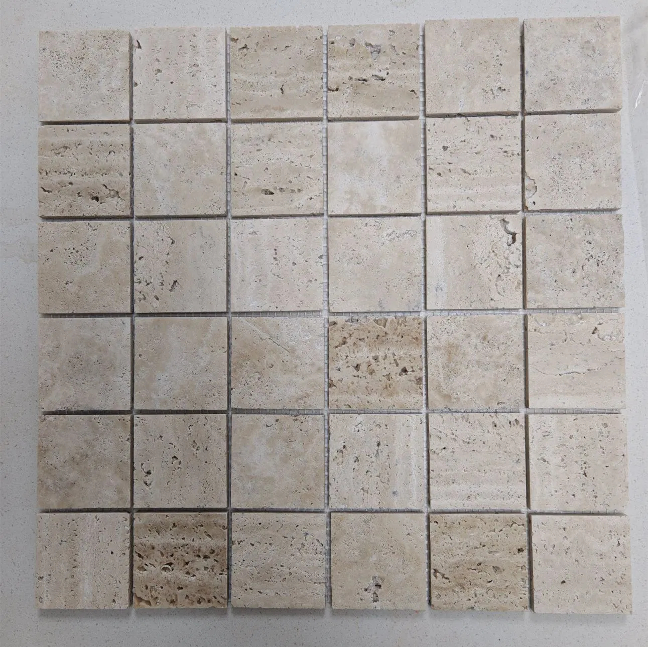 Beige Travertine Mosaic Tiles for Living Room and Feature Walls