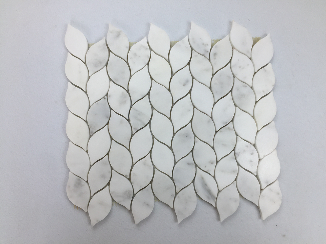 Crystal White Marble Leaf Mosaic Tile for Kitchen Backsplash