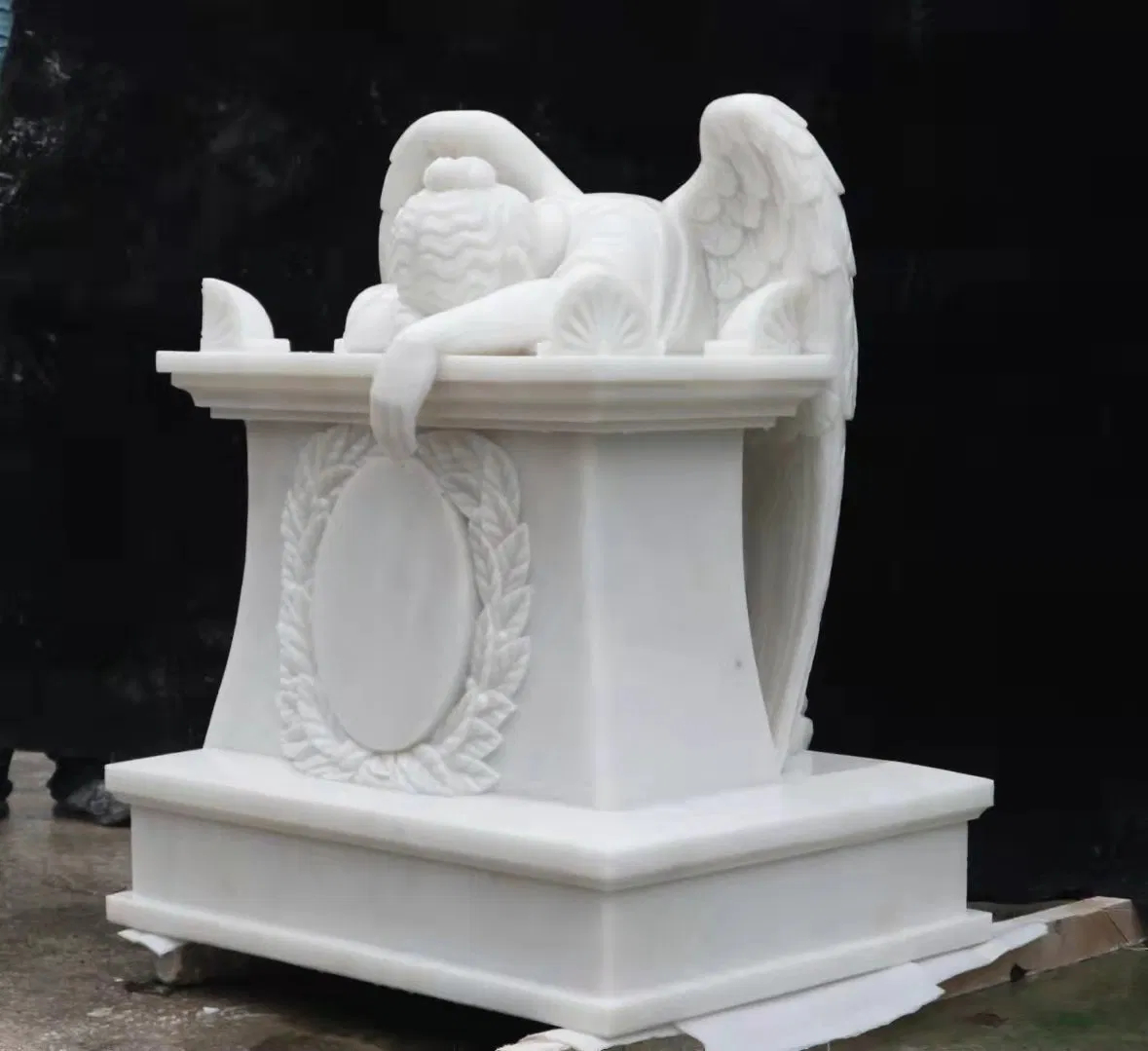 American Style Light Grey Granite Upright Headstone
