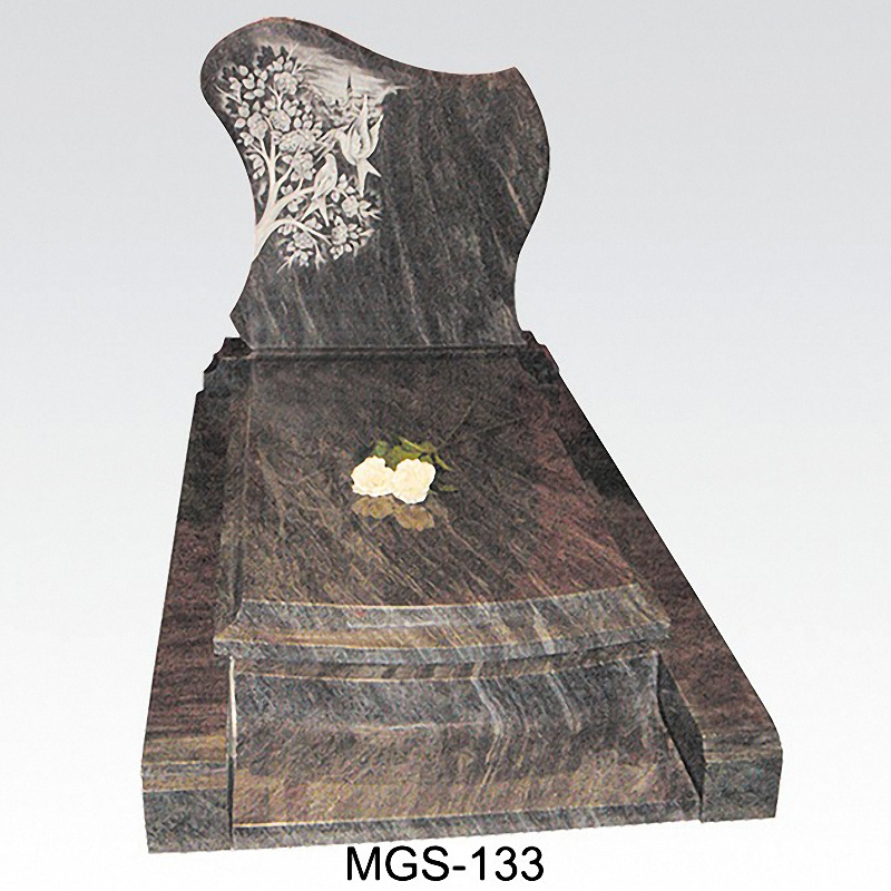 French Style Multicolor Granite Full Grave Tombstone