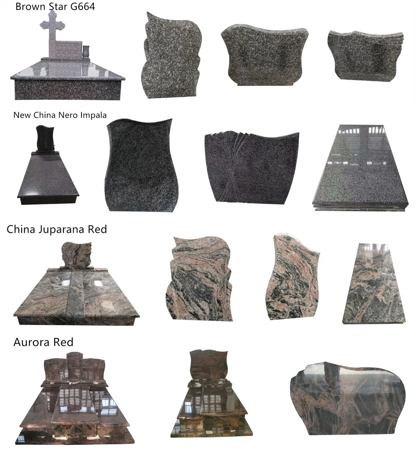 Hungarian Style Natural Granite Full Grave Tombstone Set