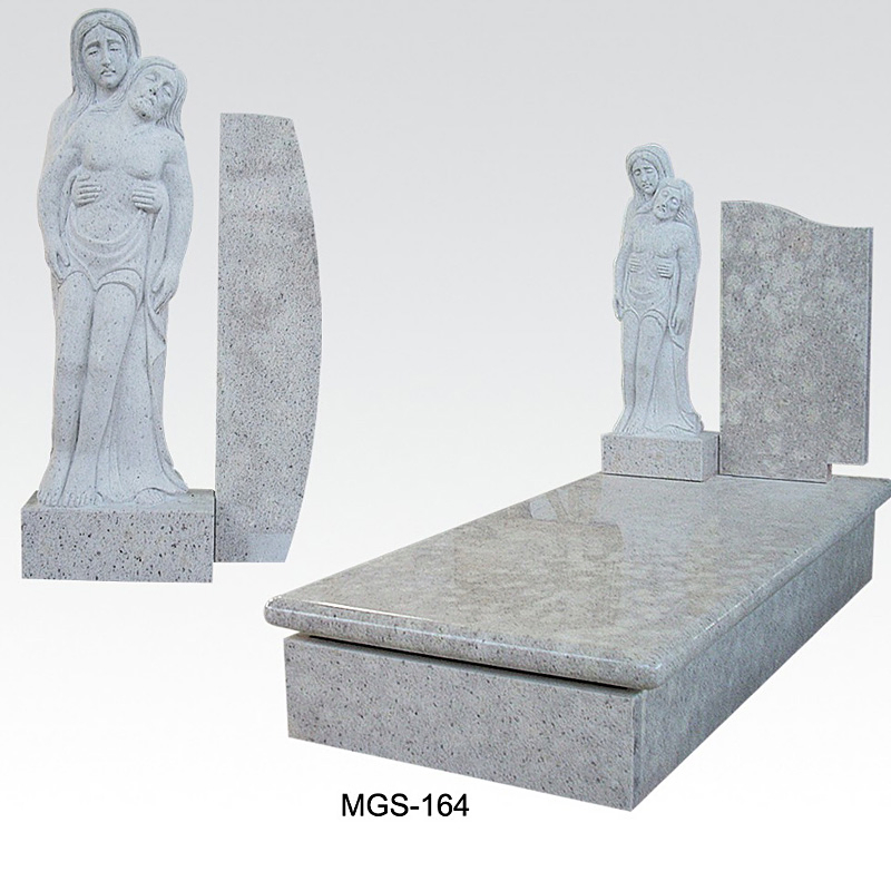 Italian Style Granite Full Grave Tombstone with Madonna Statue