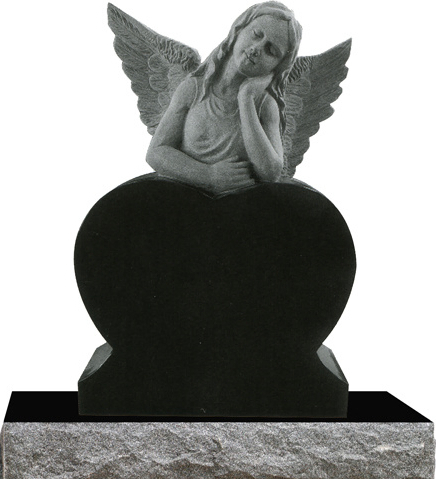 Polish Style Black Granite Angel Memorial Headstone