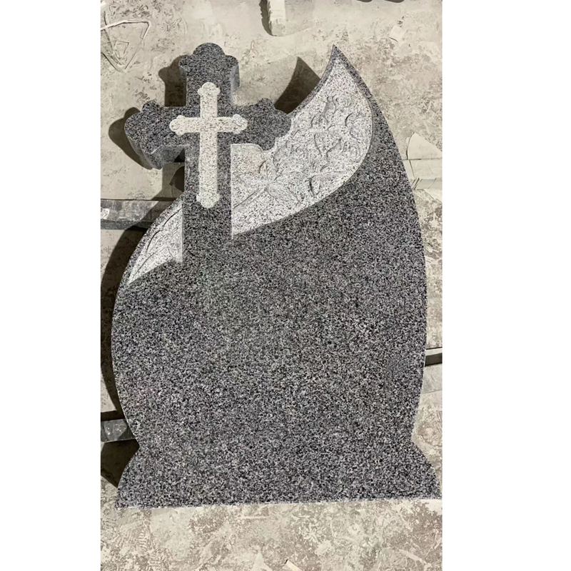 Romanian Style Dark Grey Granite Full Grave Tombstone