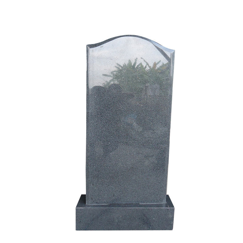 Russian Style Black Granite Simple Upright Headstone